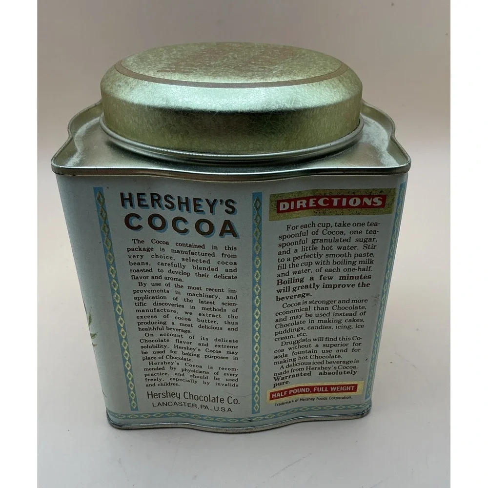 Vtg Hershey's Cocoa Advertising Tin Brown Gold Cream Bristol Ware Collectible‎